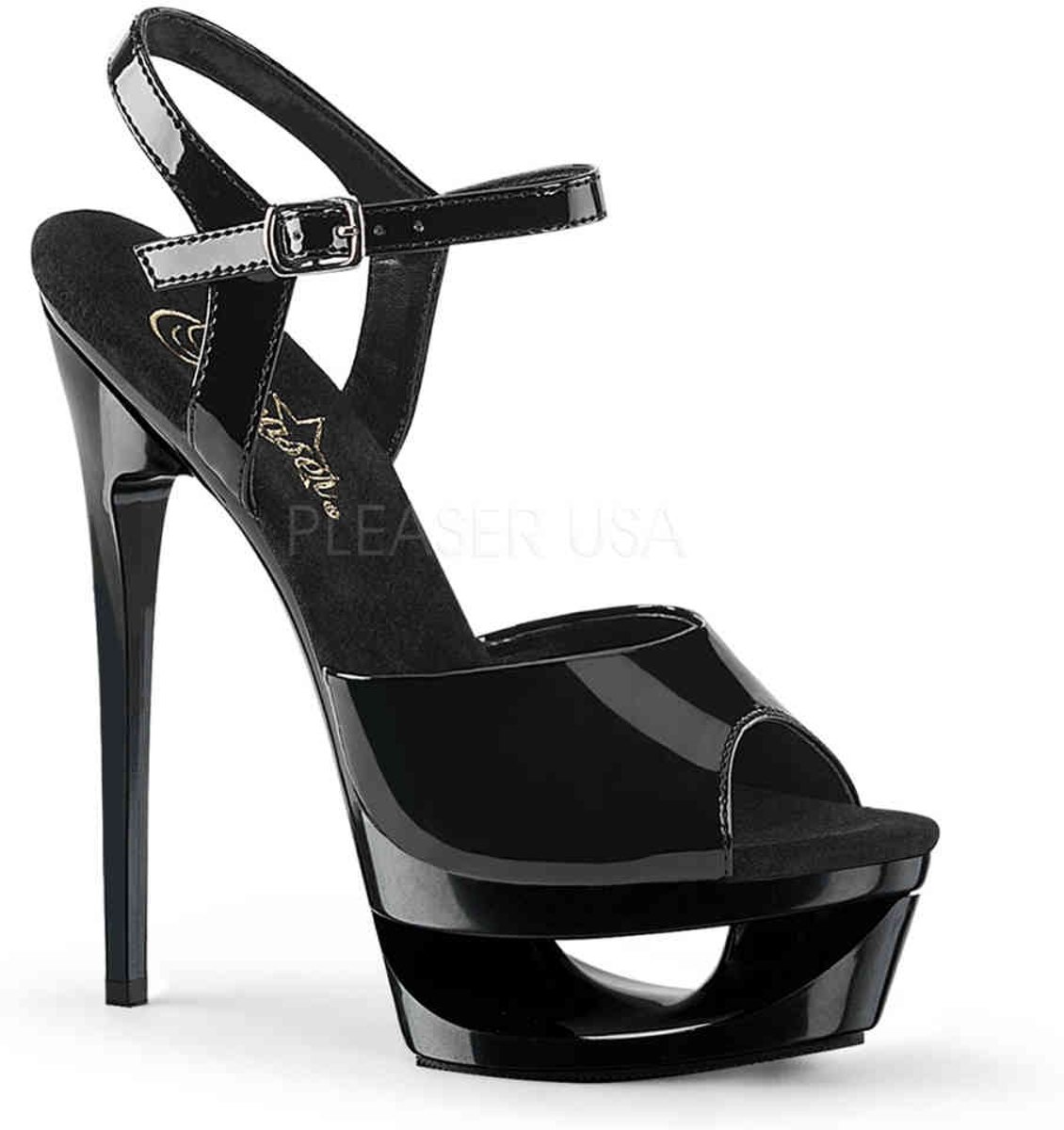 EU 37 = US 7 | ECLIPSE-609 | 6 1/2 Heel, 1 3/4 Cut-Out PF Ankle Strap Sandal